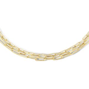 multi-collier paperclip platte buis 4,0 mm 41 + 4 cm zilver verguld (geel) 2102729
