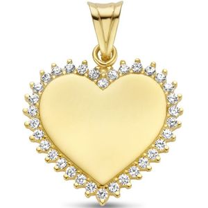graveerhanger hart zirkonia 14K geelgoud 4026648