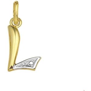 Geelgouden Hanger letter L diamant 0.005ct H SI 4006361