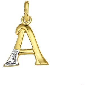 Geelgouden Hanger letter A diamant 0.005ct H SI 4006322