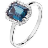 Witgouden Ring London blue topaas en diamant 0.10ct H SI 4105284 17.25 mm (54)