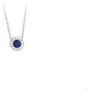 Witgouden Collier saffier en diamant 0.04ct H SI 42 cm 4103271