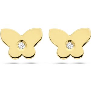 goud (geelgoud) oorknoppen vlinder zirkonia 4026021