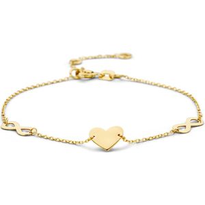goud (geelgoud) armband hart en infinity 15,5 - 17 - 18,5 cm 4026541