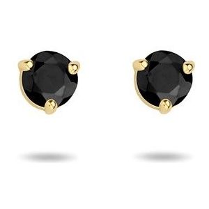 oorknoppen zwart zirkonia 14K geelgoud 4023628