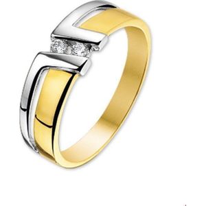ring zirkonia 14K bicolor goud geel/wit 4205696