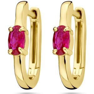 Zilver Verguld Klapoorringen - Rood Zirkonia - 1 Micron - 14.5x3mm