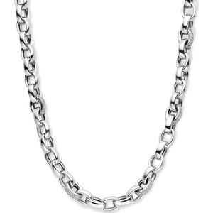 zilver gerhodineerd collier jasseron ovaal zirkonia 7,5 mm 45 cm 1336689