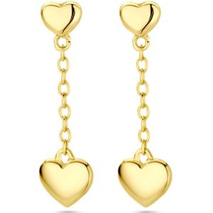 14K geelgoud oorhangers hartjes 4030411