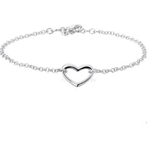 Zilver Gerhodineerde Armband hart 2 1319203