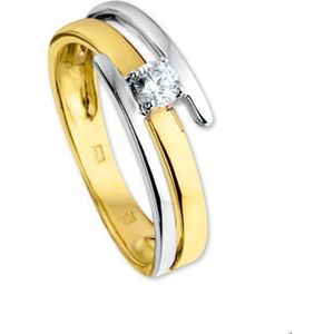 ring zirkonia 14K bicolor goud geel/wit 4206158