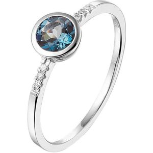 Witgouden Ring London blue topaas en diamant 0.025ct H SI 4105001 16.50 mm (52)