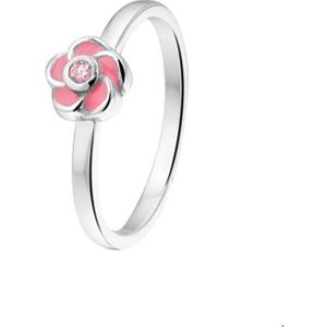 ring bloem en roze zirkonia zilver wit 1019867