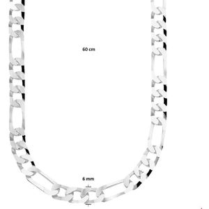 Zilveren Collier figaro 6 1021084 60 cm