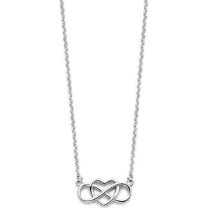 zilver gerhodineerd collier hart en infinity 42 + 3 cm 1336707