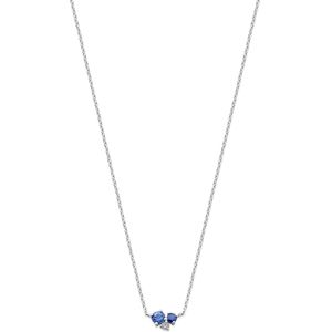 14K witgoud collier saffier en diamant 41 - 43 - 45 cm 0.03ct si 4106337
