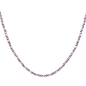 zilver gerhodineerd collier bolletjes gediamanteerd en violet glas 3,0 mm 41 + 4 cm 1336413
