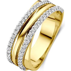 14K bicolor goud geel/wit ring diamant 0.42ct h si 4209052 17.25