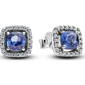 Pandora - Sparkling Square Blue Halo - Oorstekers