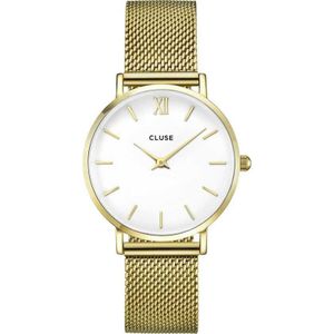 CLUSE Minuit Mesh Gold/White horloge CW0101203007