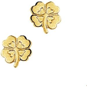 oorknoppen klaver poli/mat 14K geelgoud 4005629