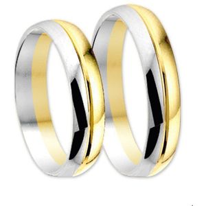 Bicolor Gouden Ring A406 - 4 mm - zonder steen 4202225 16.00 mm (50)