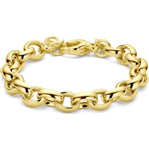 zilver verguld (geel) armband ovaal jasseron 9,5 mm 19,5 cm 3 micron 2103722