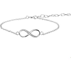 Zilver Gerhodineerde Armband infinity zirkonia 1 1324383 16 cm