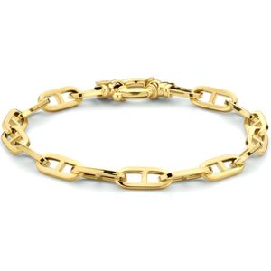 goud (geelgoud) armband koffieboon vierkante buis 5,8 mm 19 cm met groot springslot 4024455