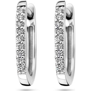 14K witgoud klapoorringen paperclip diamant h si 4106071