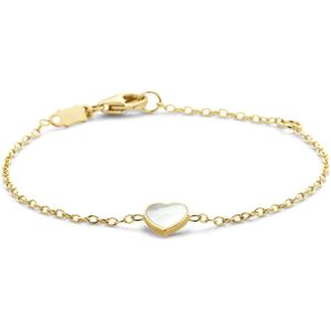 14K geelgoud armband hart parelmoer 4028902 11 cm