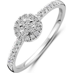 Ring - 14K Witgouden Ring - Diamant 0.17ct H Si - 6.5mm Breedte
