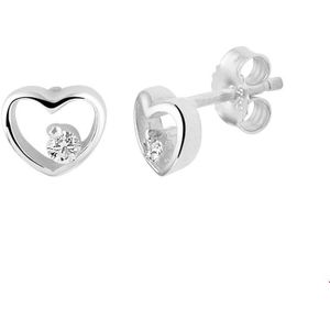 oorknoppen hart zirkonia zilver gerhodineerd 1329916