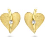 goud (geelgoud) oorknoppen hart gescratcht diamant 0.04ct (2x 0.02ct) h si 4025345