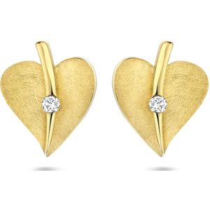goud (geelgoud) oorknoppen hart gescratcht diamant 0.04ct (2x 0.02ct) h si 4025345