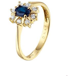 Geelgouden Ring saffier en diamant 0.152 ct. 4015736 17.00 mm (53)