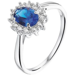 ring zirkonia en synthetische saffier zilver gerhodineerd 1328524