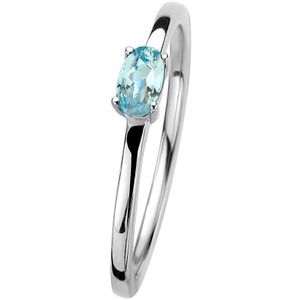 Zilver Gerhodineerde Ring blauw topaas 1330303 17.25 mm (54)