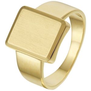 Gouden Zegelring - Rechthoek - 14k Goud - Vingerafdruk