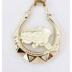 Gouden oorbel met woonwagen 22 mm 22B6033