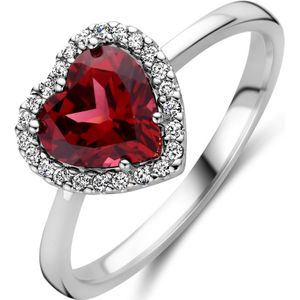 14K witgoud ring hart rhodoliet en diamant 0.10ct h si halo 4106004 16.50