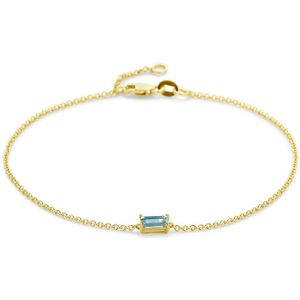 14K geelgoud armband blauw topaas 16,5 - 18 cm 4028876