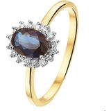 Bicolor Gouden Ring saffier en diamant 0.11ct H SI 4208180 17.75 mm (56)