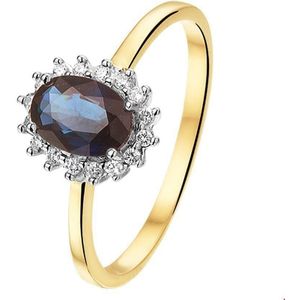 Bicolor Gouden Ring saffier en diamant 0.11ct H SI 4208180 17.75 mm (56)