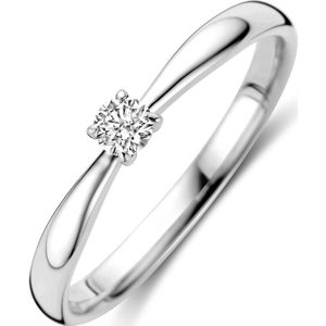 Aanzoeksring - 14K Witgoud - Diamant 0.10ct H Si - Gepolijst