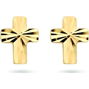 goud (geelgoud) oorknoppen kruis gediamanteerd 4024434