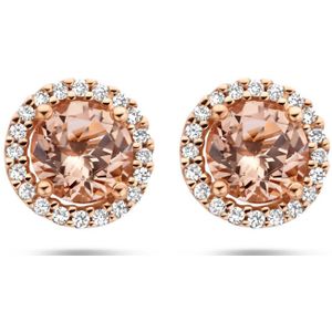 goud (rosÃ©goud) oorknoppen morganiet 0.90ct (2x 0.45ct) en diamant 0.11ct (2x0.055ct) h si halo 4401411