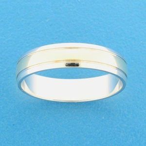 Bicolor Gouden Ring A419 - 5 mm - zonder steen 4207634 17.25 mm (54)