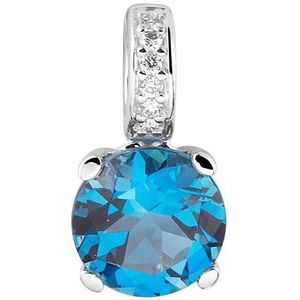 Witgouden Hanger London blue topaas en diamant 0.03ct H SI 4105120