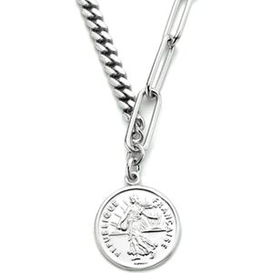 zilver gerhodineerd collier franse frank 42 + 3 cm 1334825